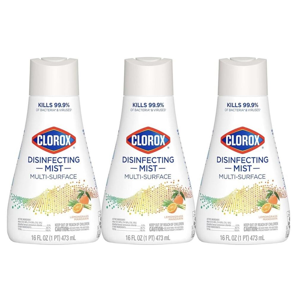 3 Clorox Disinfecting Mist, Lemongrass Mandarin Disinfecting Refill 16oz